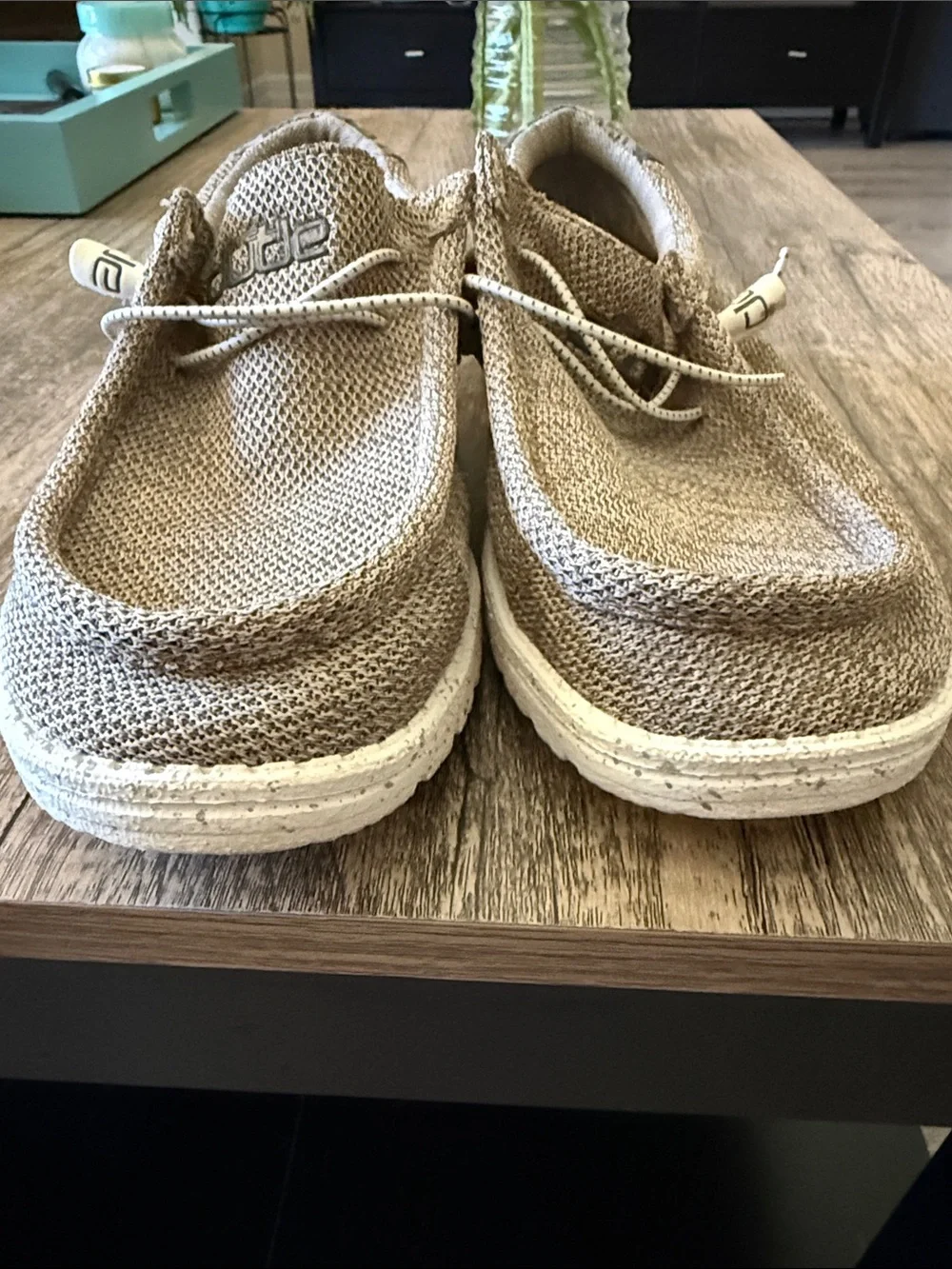 Hey Dude Knit Slip-On Shoes in Taupe Beige